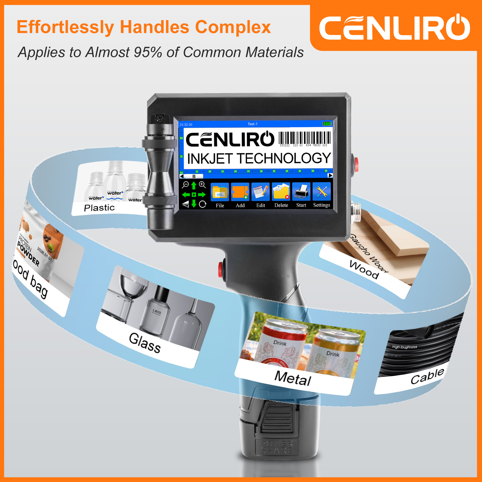 Commercial Book Printing Machines - CENLIRO 12.7/25.4mm Printer Inkjet Genggam Portabel