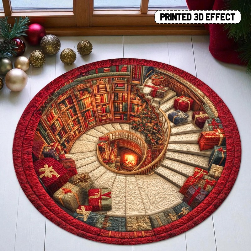 Commercial Book Printing Machines - Karpet Bulat Motif Perpustakaan Buku 3D