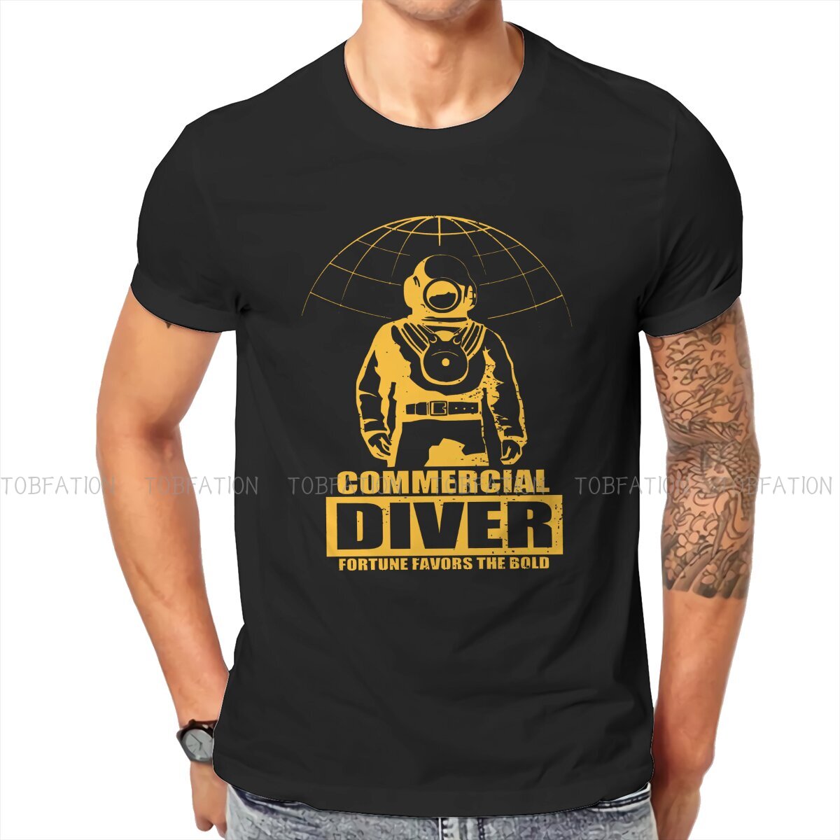 Commercial Shirt Printing - Kaus Kasual Kuning Penyelam Komersial Kaus